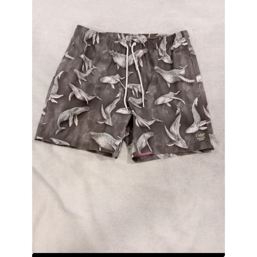 NEW Psycho Tuna Whales Men's Sz LARGE Premium Swim‎ Trunks Shorts NWT